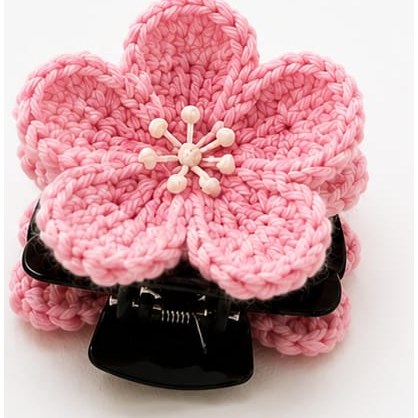Handmade crochet cherry blossom hair clutcher