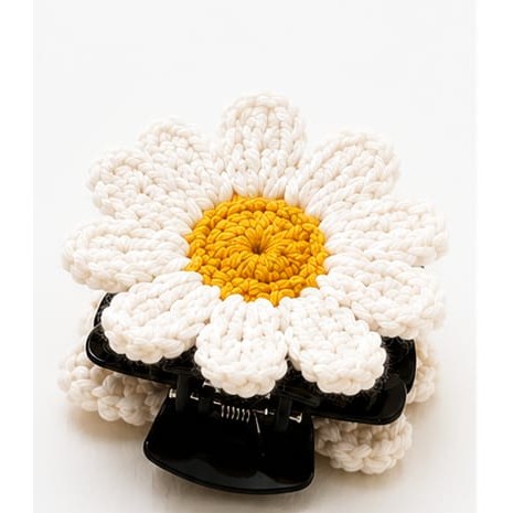 Handmade crochet white daisy hair clutcher