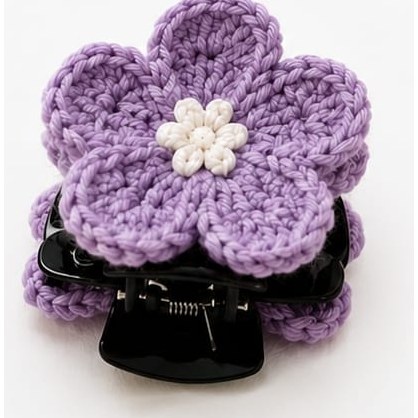 Handmade crochet lavender flower hair clutcher