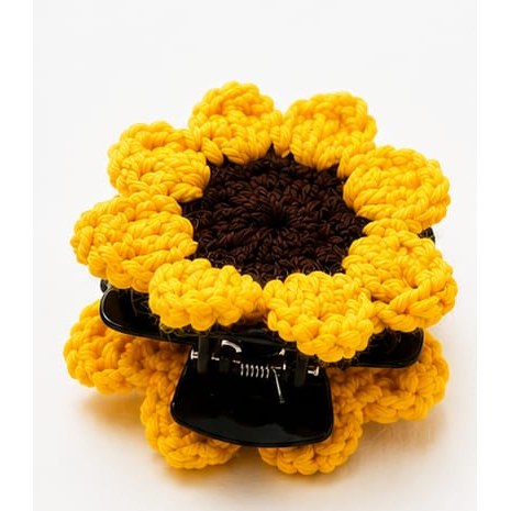 Handmade crochet sunflower hair clutcher