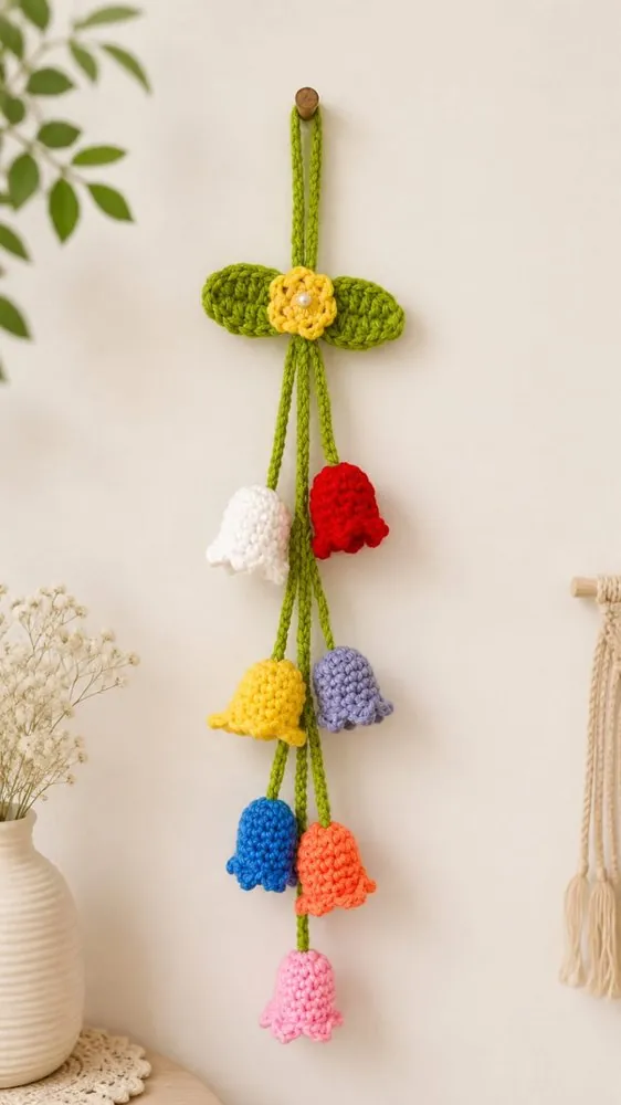 Handmade crochet bell flower wall hanging by Crochet Craft
