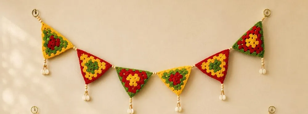 Handmade crochet granny square bunting by Crochet Craft