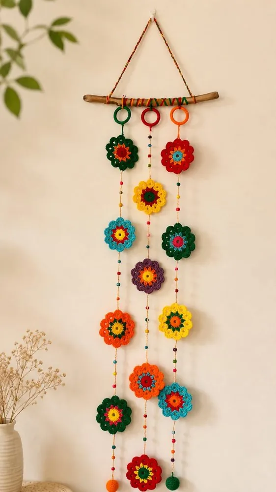 Handmade crochet mandala driftwood hanging by Crochet Craft